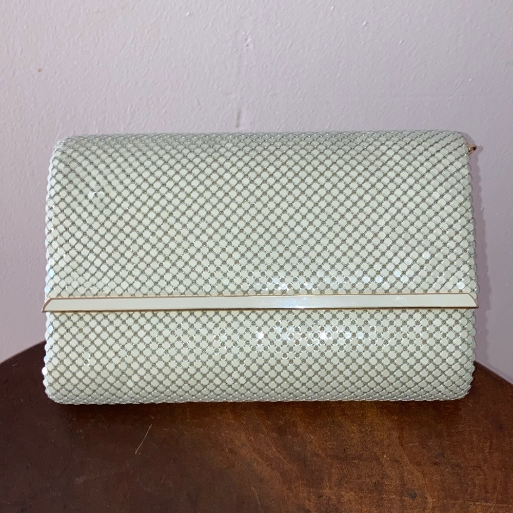 Vintage Opera Mesh (Glomesh Style)Cream Clutch Purse Handbag w/attachable strap